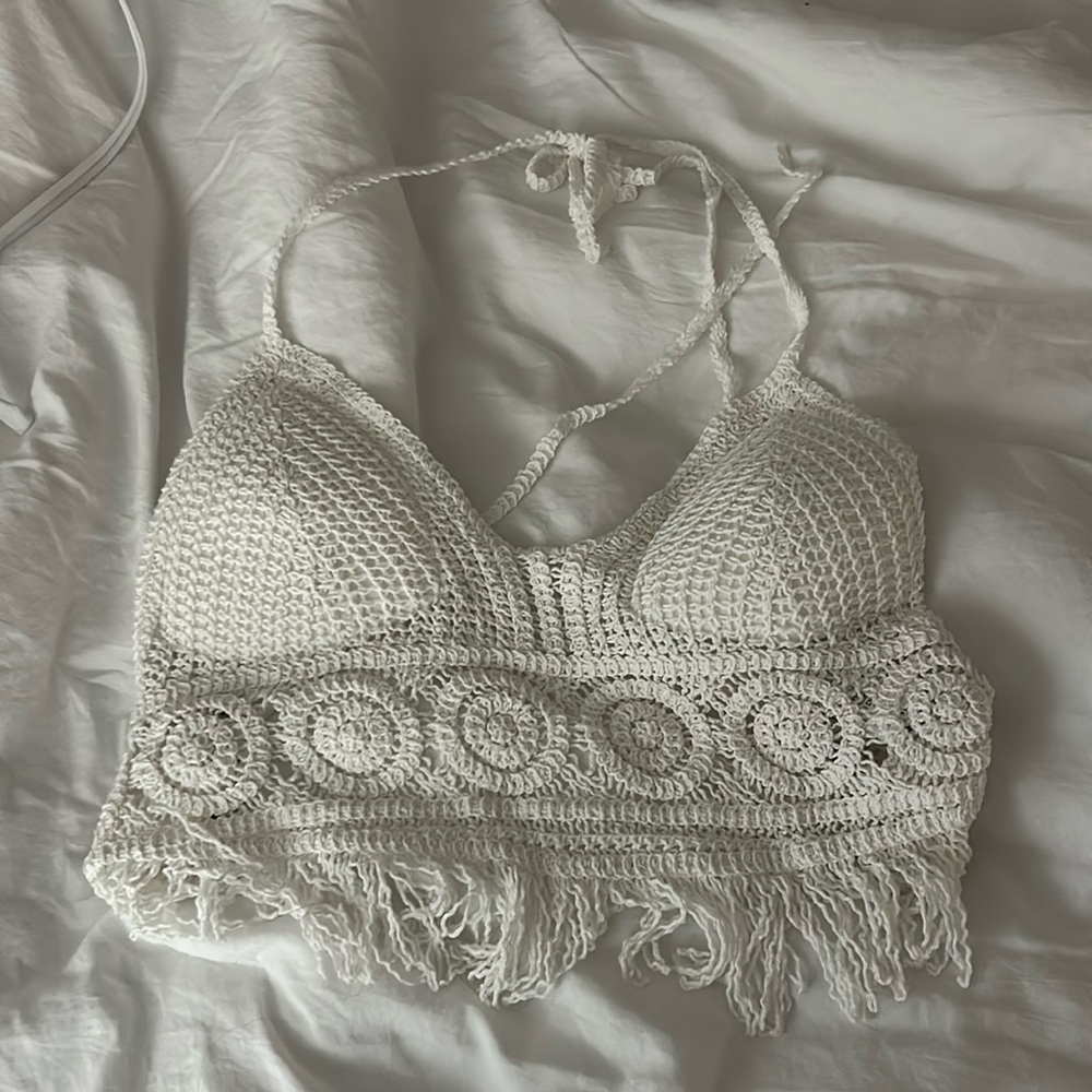 White crochet cover up tank